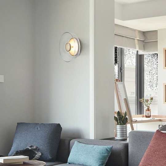 Настенный светильник, Бра MILAS 23*23, золотой, металл, стекло, LED.