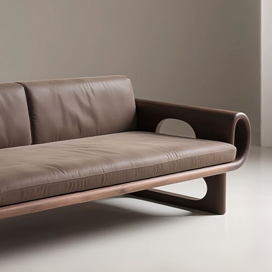 Прямой диван Jacqueline темный орех, кожа, 200*85*80 см