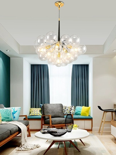 Люстра подвесная, черный, стекло, ABRAHAN 55*65, металл, Е27