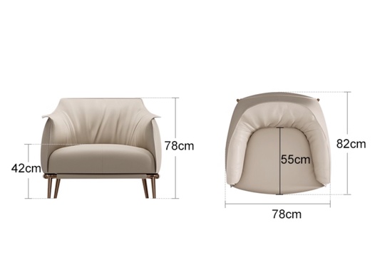 Кресло кожа Witki, 78*82*78 см, молочный, не раскладной, итальянский стиль