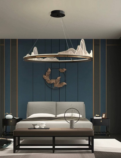 Люстра подвесная, черный, ПММА, CHAD BLACK 80*20, металл, LED