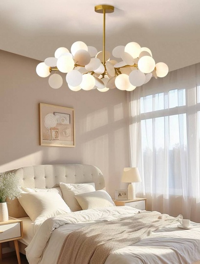 Люстра подвесная, золотисто-песочный, ПММА, CHUCK 75*30, металл, G9