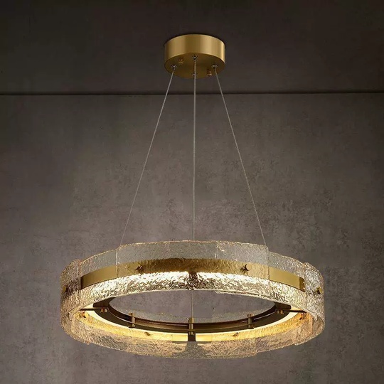 Светильник подвесной бронзовый Aelvaric, металл, стекло, трос 150 см, 90*13 см, LED