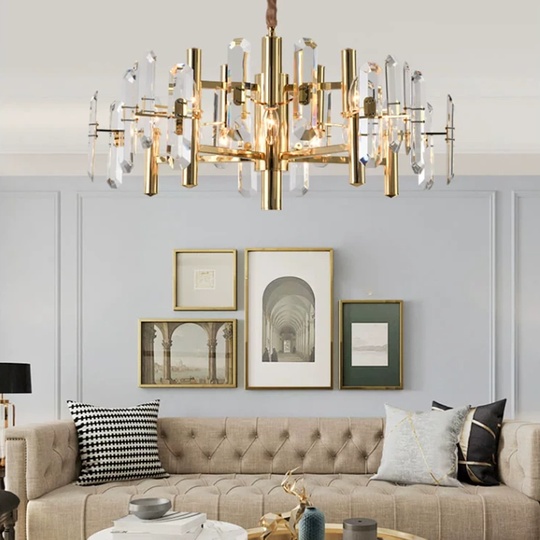 Люстра подвесная, золотой, хрусталь, EILEEN 100*42, металл, E14.