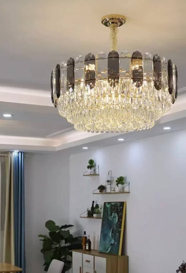 Люстра подвесная BERKE 60*30 дымчатый, стекло, металл, Е14.