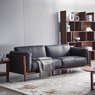 Прямой диван Andy темный орех, кожа, 170*93*74 см