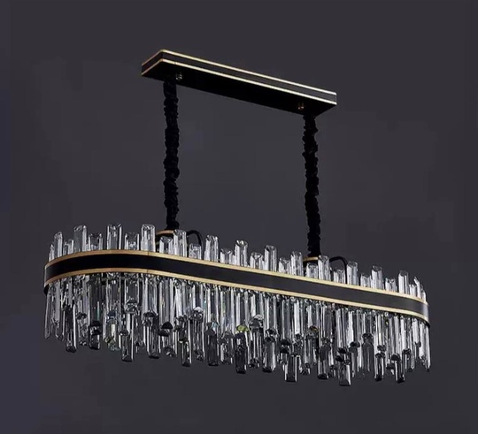 Люстра подвесная BIRGUN 100*23 золото, черный, кристалл, металл, E14.