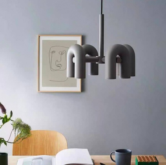 Светильник подвесной серый Elisto, металл, трос 150 см, 100*38 см, LED