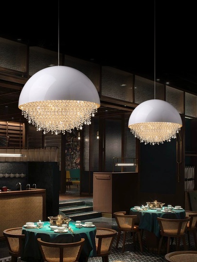 Люстра подвесная, серебро, белый, кристалл, SALENA 80*90 металл, LED.