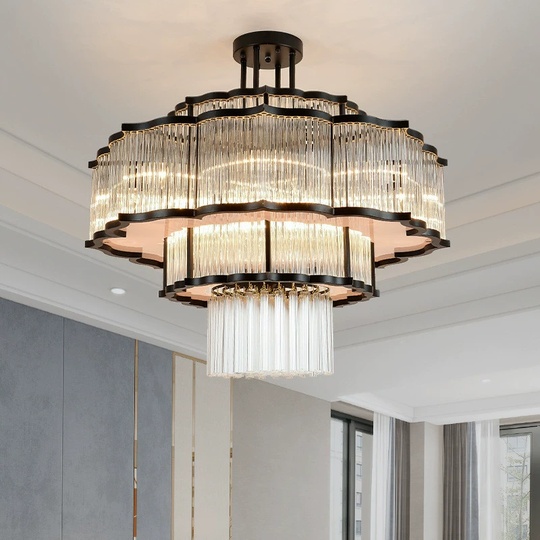 Люстра подвесная, черный, стекло, AYCAN 150*100, металл, E14.