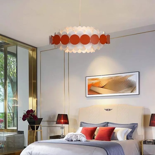 Люстра подвесная, красный, белый ПММА, ADOLPH 40*80, металл, G9