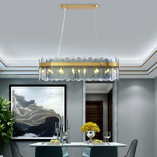 Люстра подвесная, медь, пепел, стекло, DOLUNAY 80*27, металл, G9.