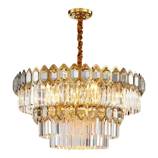 Люстра подвесная, золото, хрусталь, SHARYL 80*38, металл, E14.