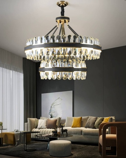 Люстра подвесная BIHTER 60*38 золото, кристалл, металл, LED.