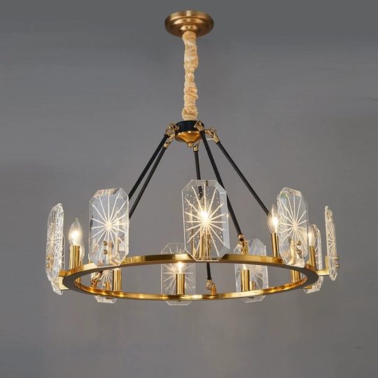 Светильник подвесной бронзовый Alarice, металл, кристалл, трос 50 см, 45*40 см, Е14