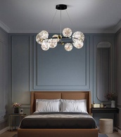 Люстра подвесная, черный, стекло, CHAT BLACK 60*32, металл, LED