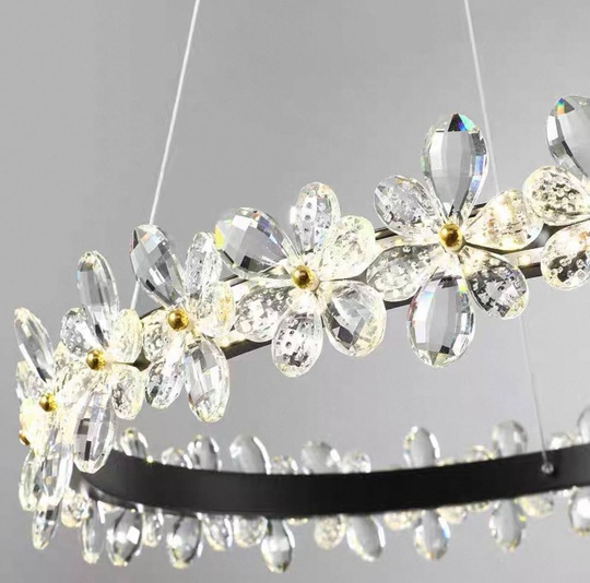 Люстра подвесная, черный, хрусталь, AXTON BLACK 40*120, металл, LED