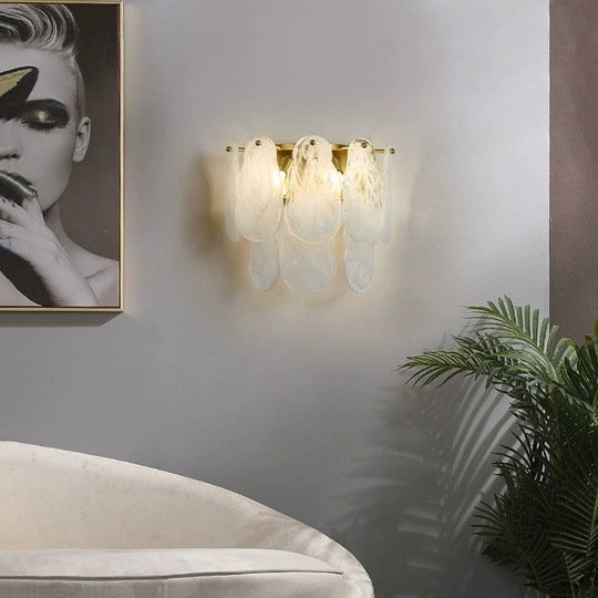 Настенный светильник, БРА TOBI 30*30, медный, прозрачный, стекло, металл, E14.