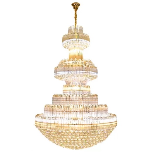 Люстра подвесная, золото, хрусталь, BIMBO 150*220 металл, E14.