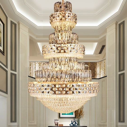 Люстра подвесная, золото, кристалл, PADDY 120*190 металл, E14.