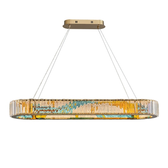 Люстра подвесная, золото, ПММА, RIVEN 100*10 металл, LED.