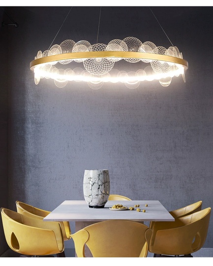 Люстра подвесная, золото, ПММА, SYLVIA 60*16, металл, LED.