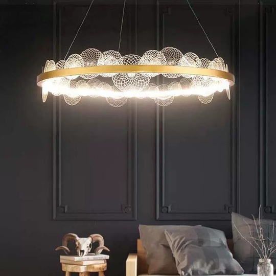 Люстра подвесная, золото, ПММА, SYLVIA 100*16, металл, LED.