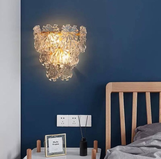 Настенный светильник, БРА ZACHARY 27*29, медный, прозрачный, стекло, металл, Е14.