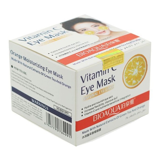 Патчи тканевые для кожи вокруг глаз с экстрактом апельсина и зеленого чая BIOAQUA Vitamin C Eye Mask