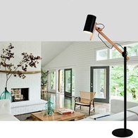 Торшер черный дерево Aluvex, 40*135 см, LED, E27, металл, дерево, 14 Вт