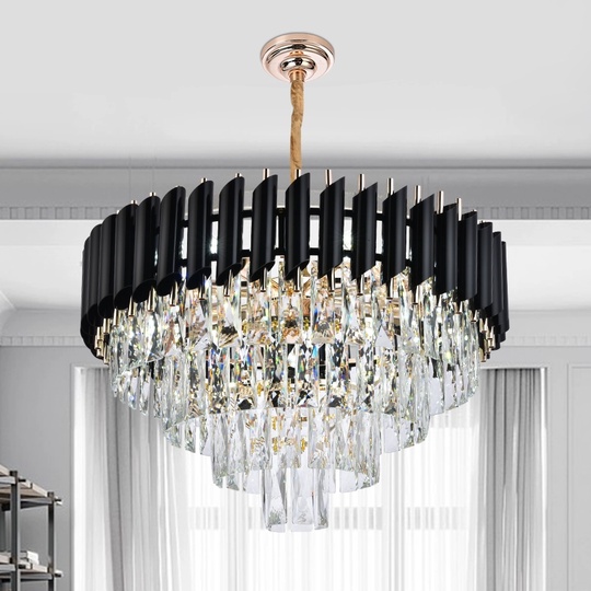 Люстра подвесная, черный, стекло, OPULENCE 55*38, металл, E14.