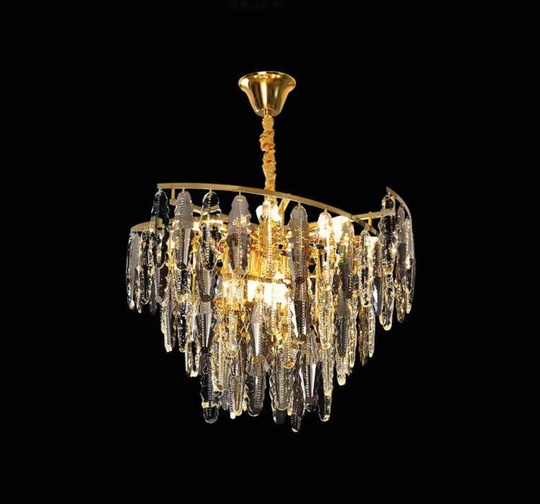 Люстра подвесная, золото, хрусталь, HARISH 100*55 металл, E14.