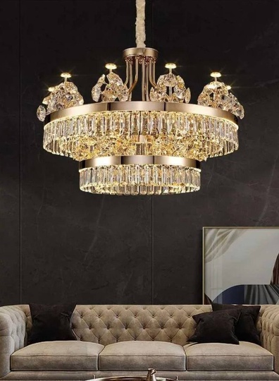 Подвесной светильник SULEYMAN 80*57, золотой, кристалл, металл,  LED.