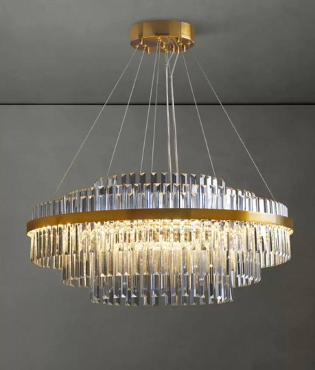 Люстра подвесная, бронза, хрусталь, VINTAGE 80*36, металл, LED.