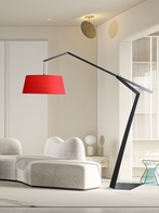 Торшер, черный, красный, Lumens 186*186, светодиодный, E27, металл, ткань