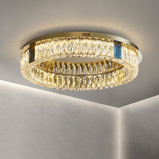 Потолочный светильник, золото, хрусталь, AMELLI 80*13 металл, LED.