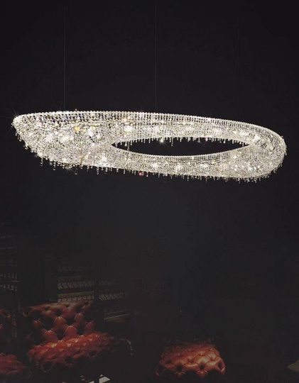 Люстра подвесная, серебро, хрусталь, ZOE 162*62*20 металл, G9.