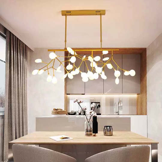 Люстра золотая Alvora, металл, стекло белое, 125*40 см, G4