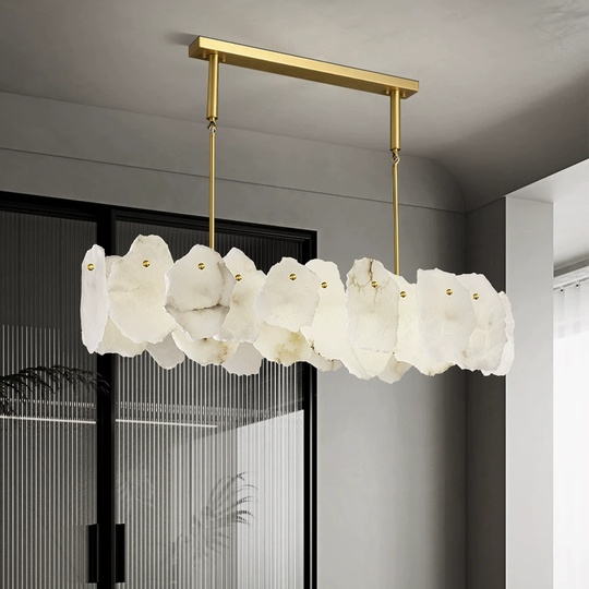 Светильник подвесной медный Elutron, медь, мрамор, 120*26 см, LED