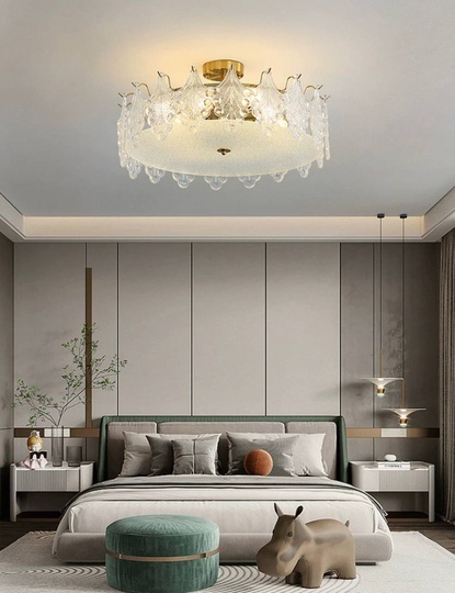 Люстра подвесная, медный, стекло, ANEMONE 60*20, металл, E14.