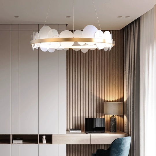 Люстра подвесная, золото, ПММА, REBECKA 80*16, металл, LED.