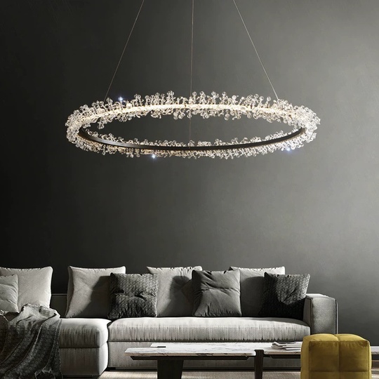 Люстра подвесная, черный, кристалл, WISE 100*120, металл, LED.