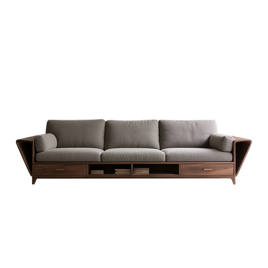 Прямой диван Emily темный орех, ткань, 260*85*80 см