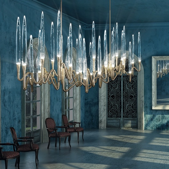 Светильник подвесной медый Elentrix, металл, трос 100 см, 140*45 см, G4