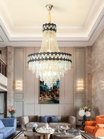 Люстра подвесная, золото, кристалл, LARSON 60*90 металл, E14.