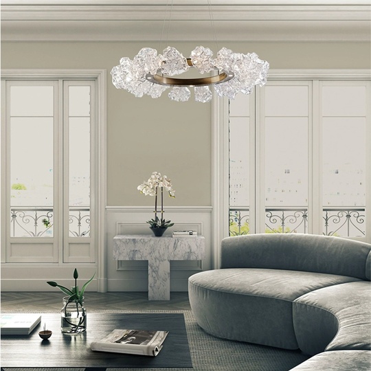 Люстра подвесная медная OKideo, металл, трос 100 см, 60*80 см, LED