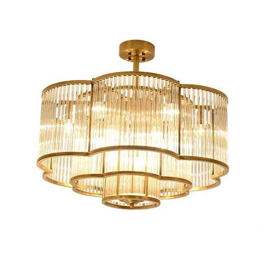 Люстра подвесная, бронза, ПММА, LEONA 80*45, металл, E14.