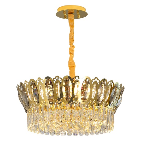 Люстра подвесная, золото, кристалл, DAMIAN 100*23 металл, E14.