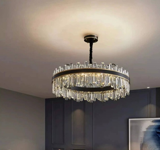 Люстра подвесная BIRGEN 50*23 золото, черный, кристалл, металл, E14.