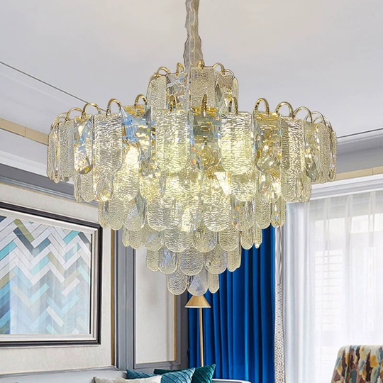 Люстра подвесная, золото, хрусталь, THOMAS 50*45 металл, E14.